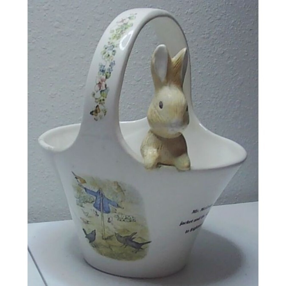 Vtg 1998 Beatrix Potter - Peter Rabbit, Ceramic Planter/Basket Teleflora, Cute